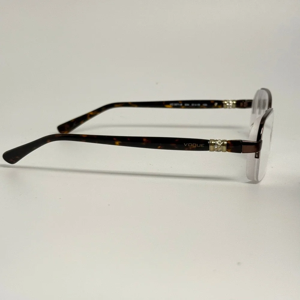 Vogue VO 3971-B 934 Dark Brown Tortoise Crystal Semi-Rimless Eyeglass Frames 51